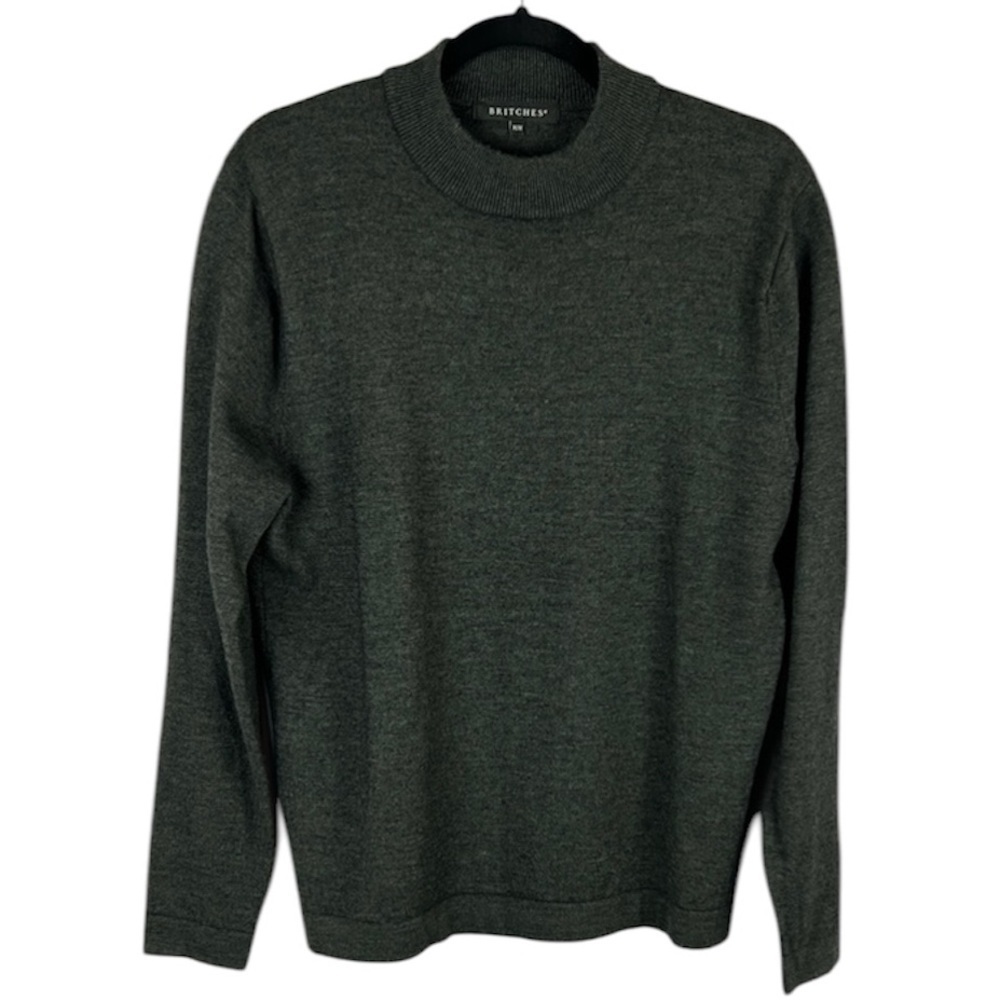 Britches Merino Wool Blend Crew Neck Long Sleeve Knit Sweater Medium Grey